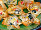 Cheese & Sausage Wonton Flowers