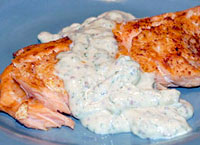 Broiled Salmon with Mustard Dill Sauce
