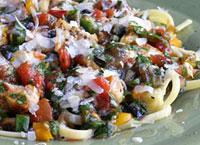 Chicken Linguine with Chili Herb Salsa