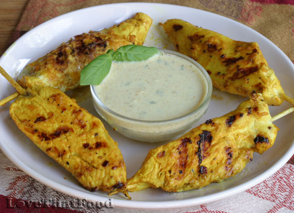 Chicken Satay with Coconut Curry Sauce