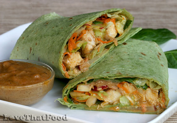 Chicken Wraps with Asian Peanut Sauce