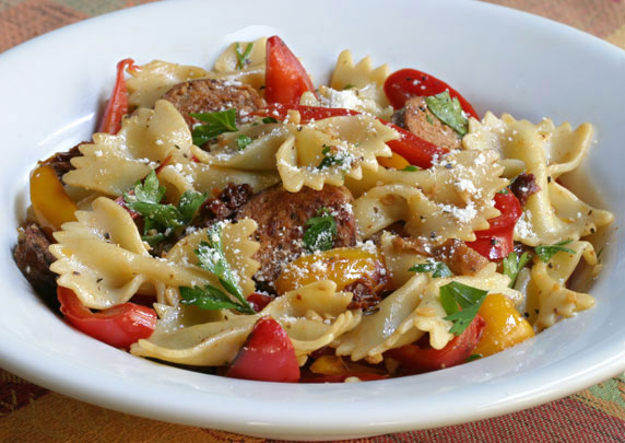 Farfalle Pasta with Sausage and Sweet Peppers