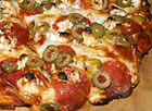 Pepperoni, Green Olives and Feta Pizza