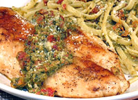 Pesto Chicken Linguine with Sun-Dried Tomatoes