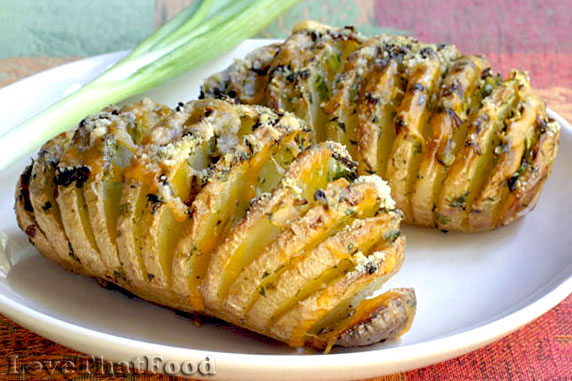Sliced Baked Potatoes with Herbs