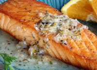 Broiled Salmon with Orange Butter Sauce
